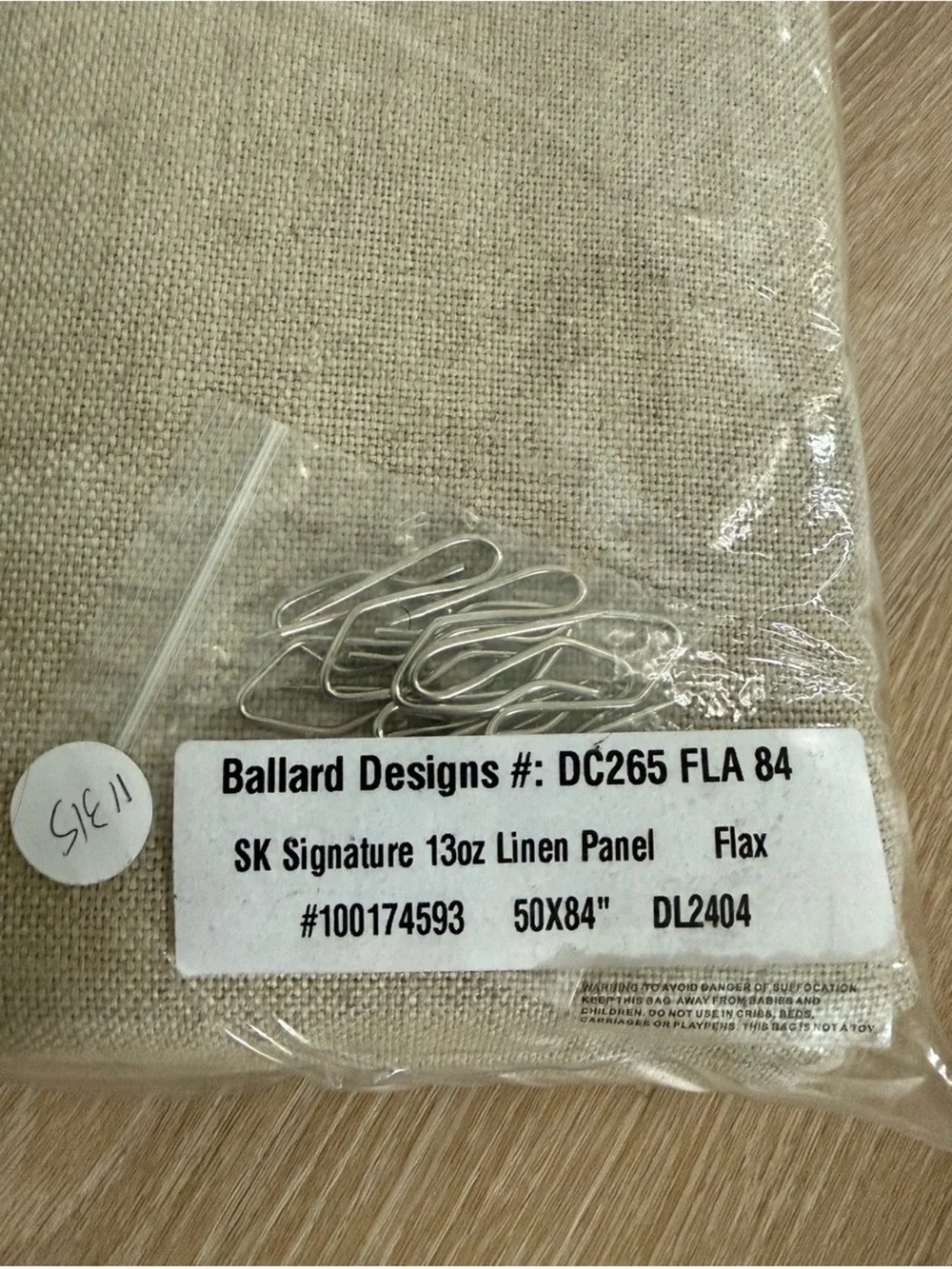 Suzanne Kasler for Ballard Designs 50x84” Drapery Panel Linen Flax 13oz SK Sig.